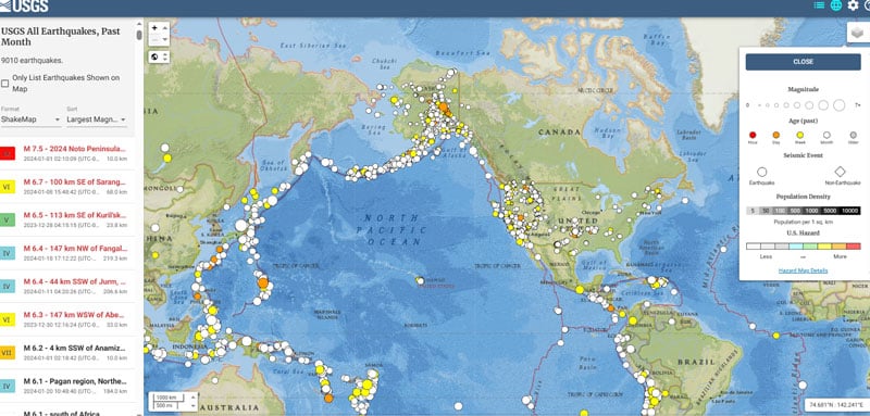 Plot of earthquakes north of Oklahoma City. (Image: USGS website)